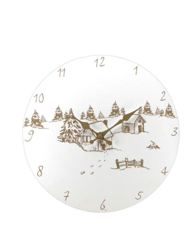 Horloge ronde Valley - motif chalet