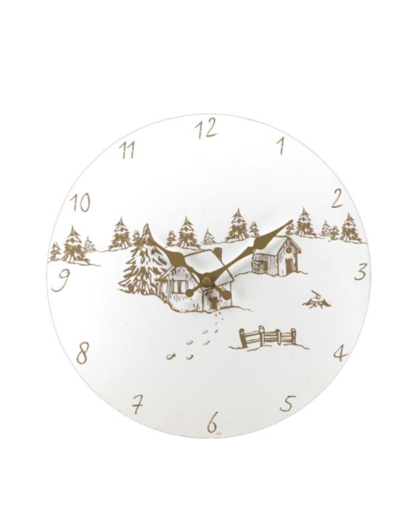 Horloge ronde Valley - motif chalet