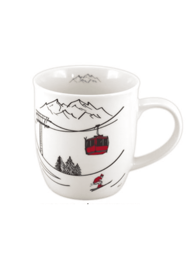Mug AVENTURE – Tasse montagne avec télécabine et skieur