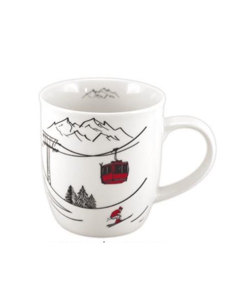 Mug AVENTURE – Tasse montagne avec télécabine et skieur