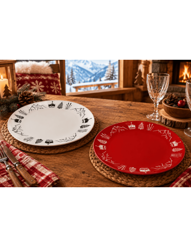 Lot de 2 Assiettes plates pistes - Motifs Montagne