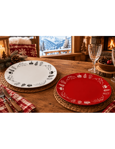 Lot de 2 Assiettes plates pistes - Motifs Montagne