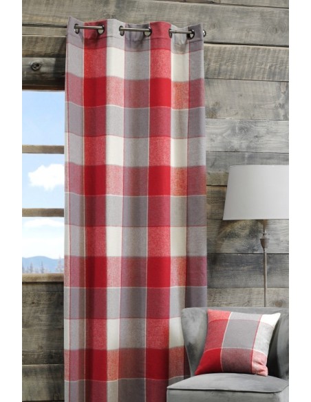 Coussin carreaux 40 x 40 cm COURCHEVEL ROUGE