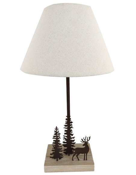 Lampe à poser bois et métal CERF ET 2 SAPINS