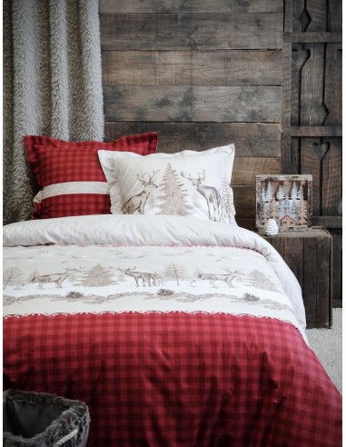 Housse de couette + 2 taies PARMELAN ROUGE 240 X 220  cm
