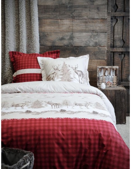 Housse de couette + 2 taies PARMELAN ROUGE 240 X 220  cm