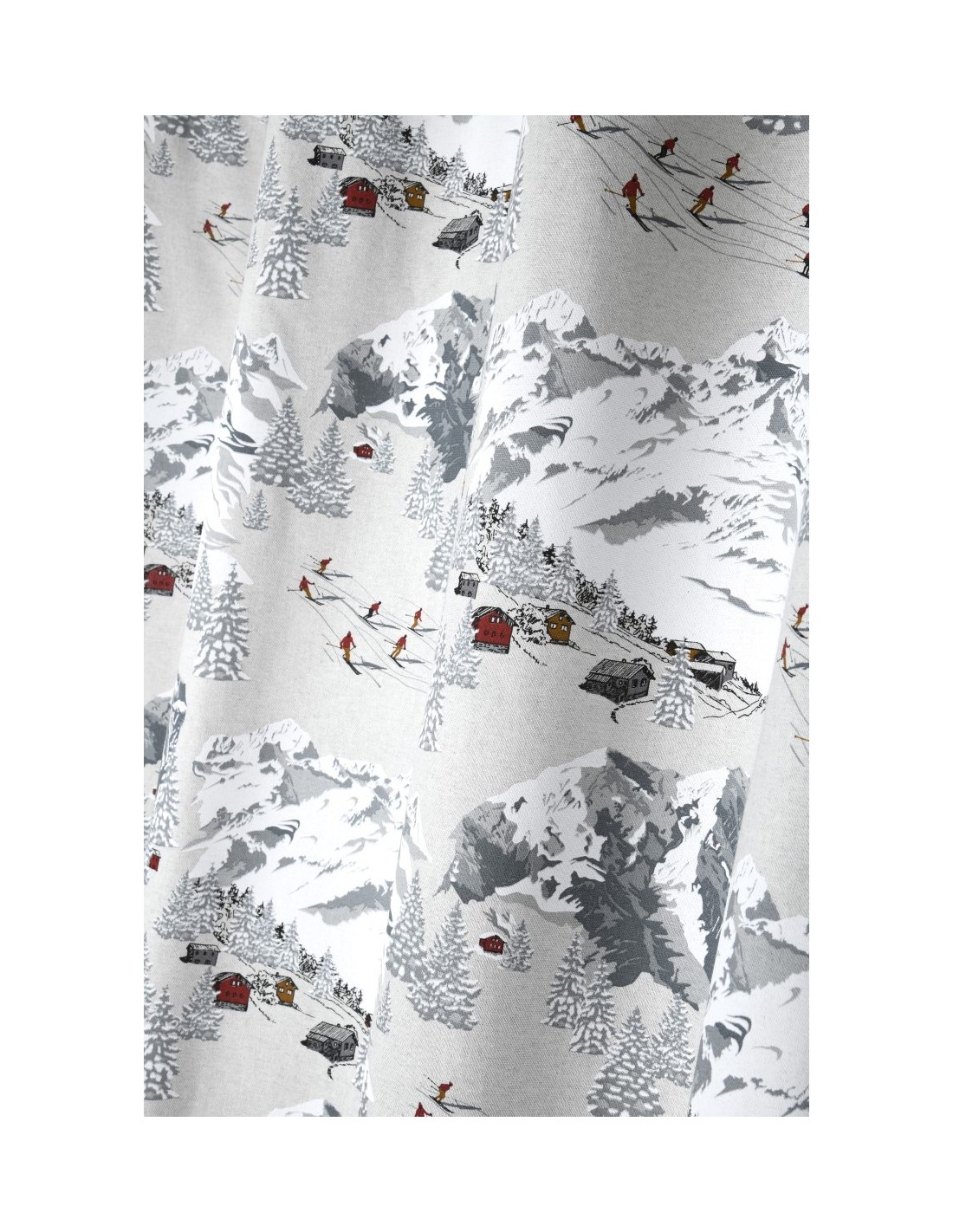 Rideau montagne GRIS DECOR BLANC 135 x 260 cm