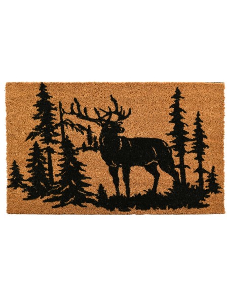 Paillasson en coco naturel  CERF ET SAPINS 45 X 75 CM