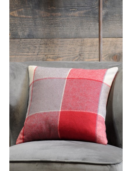 Coussin carreaux 40 x 40 cm COURCHEVEL ROUGE