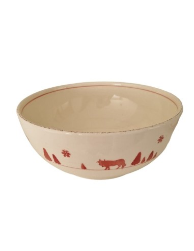 Saladier en  faience  VACHE ROUGE diam. 28 cm