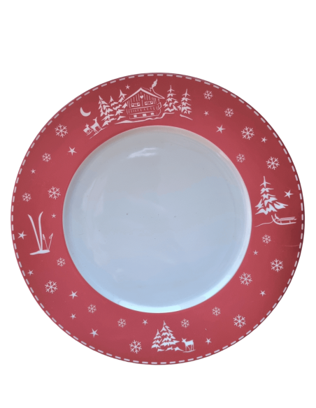 Assiette Plate en Porcelaine CHALET ROUGE 27 CM