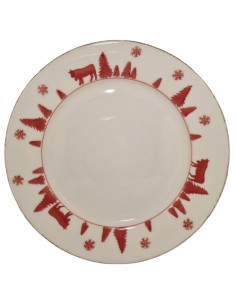 Lot de 6 Assiettes à Dessert Montagne en faience VACHES ROUGES 21.5...