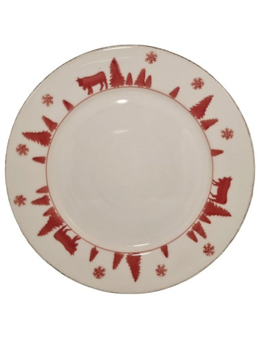 Lot de 6 Assiettes à Dessert Montagne en faience VACHES ROUGES 21.5...