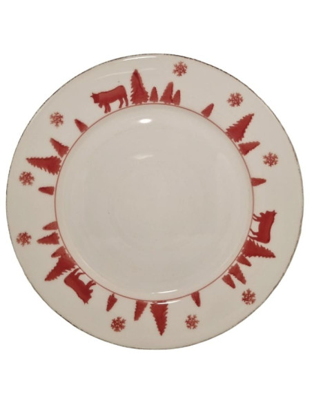 Lot de 6 Assiettes à Dessert Montagne en faience VACHES ROUGES 21.5...