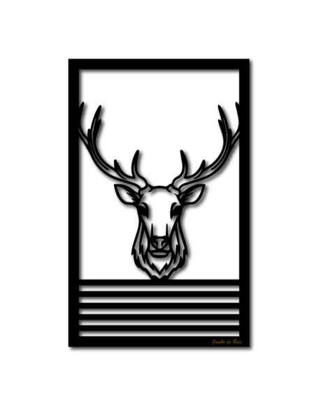 Tableau en bois noir tête de CERF 55 x 35 cm