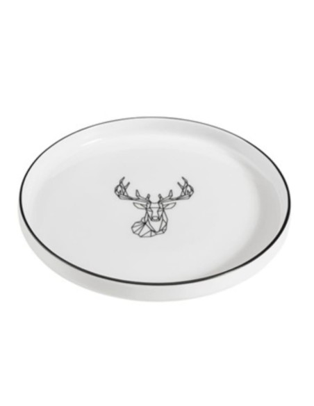 Assiette plate en porcelaine CERF origami 27 cm