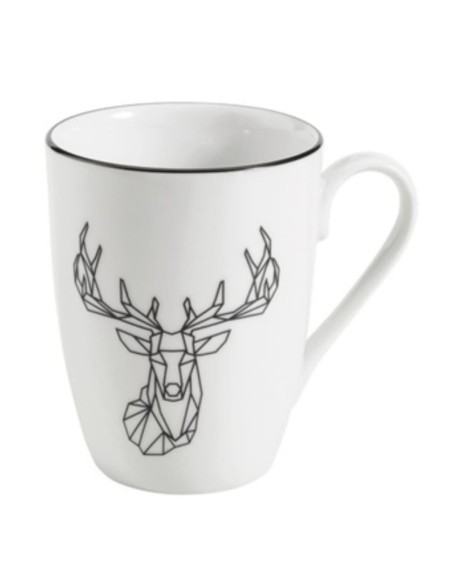 Mug déjeuner avec anse en porcelaine CERF origami 31cm