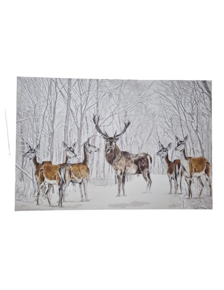 Tableau toile CERF ET BICHES 60x60 cm