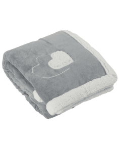 Plaid microfibre GRIS décor cœur 127 x 152 cm