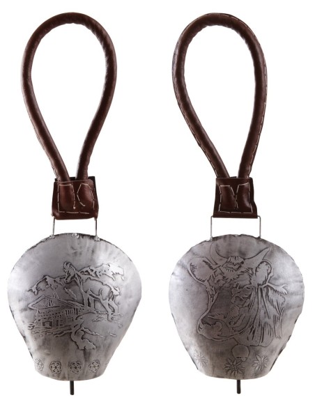 Cloche métal vieilli et cuir  2 modèles