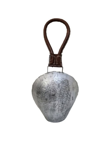 Cloche métal vieilli et cuir  2 modèles aux choix de 36cm