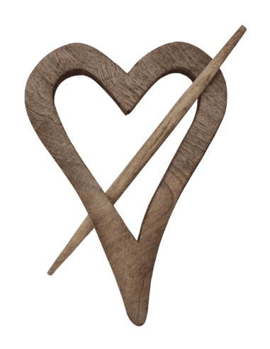 Embrasse coeur bois 14 x 22 x 1.5 cm