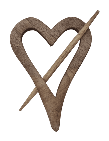 Embrasse coeur bois 14 x 22 x 1.5 cm