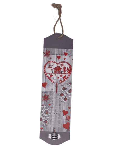 Thermomètre en métal déco COEUR MONTAGNE POYA