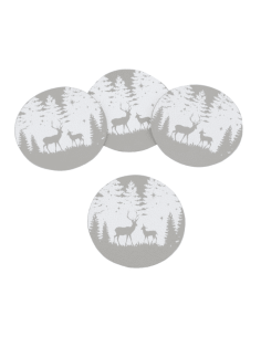 Lot de 4 dessous de verre en vinyle décor cerf