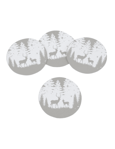 Lot de 4 dessous de verre en vinyle décor cerf