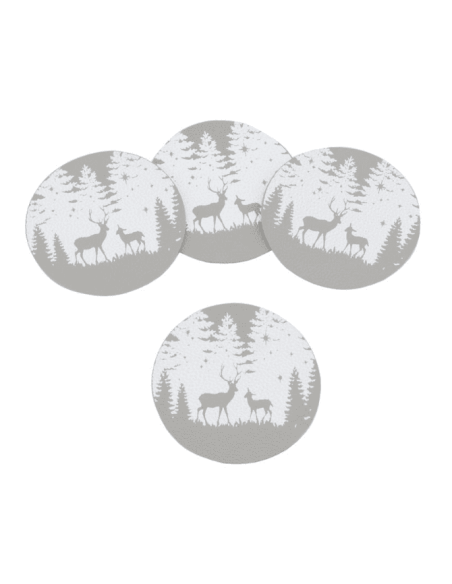 Lot de 4 dessous de verre en vinyle décor cerf