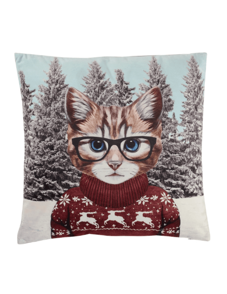 Coussin déhoussable CHAT SKIEUR 45 x 45 cm
