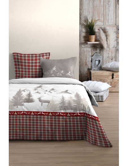 Housse de couette + 2 taies en percale de coton CHAMOUSSET 240 x 220 cm