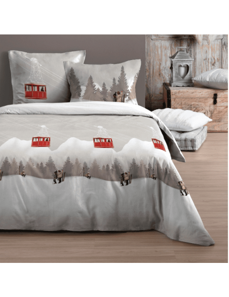 Housse de couette + 2 taies APREMONT en percale de coton 240 x 220 cm