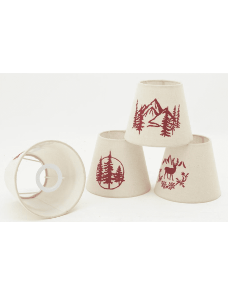 Abat-jour écru forêt brodé rouge