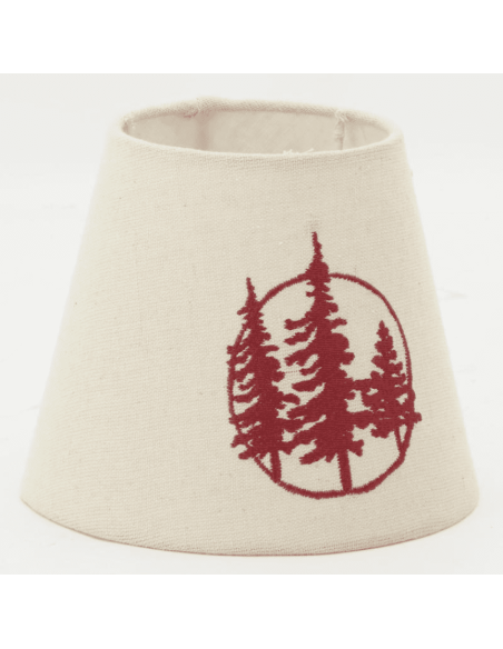 Abat-jour écru forêt brodé rouge