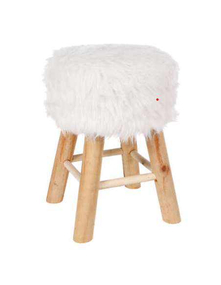 TABOURET Oslo fourrure blanc