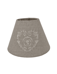 Abat-jour lin COEUR petite rose brodé blanc