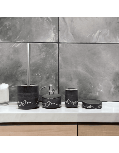 Distributeur de savon en grès motifs MONTAGNE