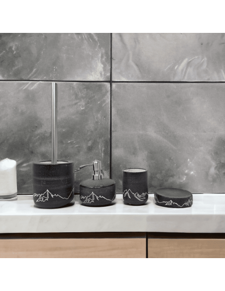 Distributeur de savon en grès motifs MONTAGNE