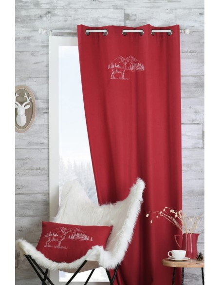 Rideau montagne PLANAY ROUGE 135 x 260 cm