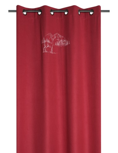 Rideau montagne PLANAY ROUGE 135 x 260 cm