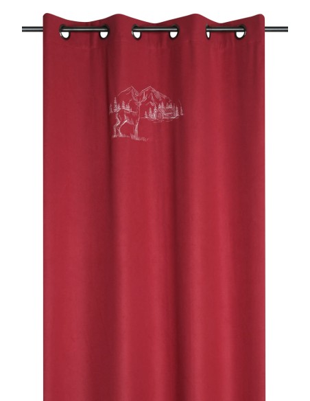 Rideau montagne PLANAY ROUGE 135 x 260 cm