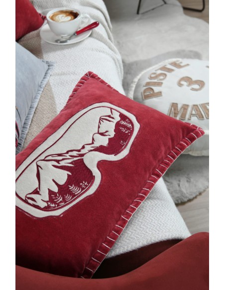 Coussin montagne Chamonix rouge 30 x 50 cm