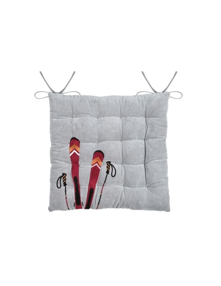 Galette de chaise Chamonix SKI gris 38 x 38 cm