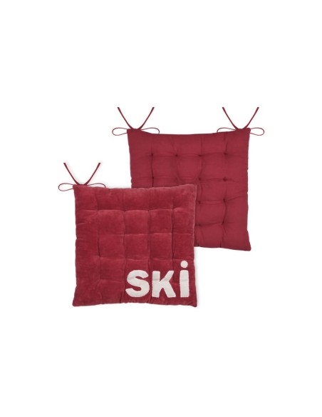 Galette de chaise Chamonix SKI rouge 38 x 38 cm