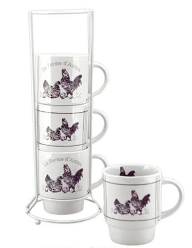 Set colonne 4 tasses campagne La Ferme d' ANTAN