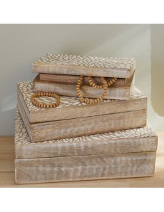 Lot de 3 boites en bois MANGO WOOD 2