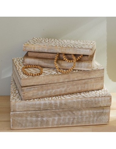 Lot de 3 boites en bois MANGO WOOD