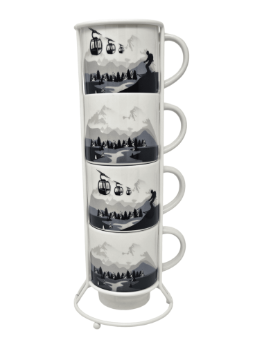 Set 4 MUGS colonne déco Montagne "Avalanche"
